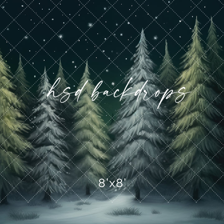Snowy Winter Pine - HSD Photography Backdrops