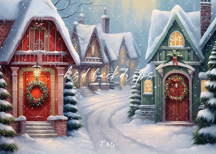Cute Christmas Village - HSD Photography Backdrops