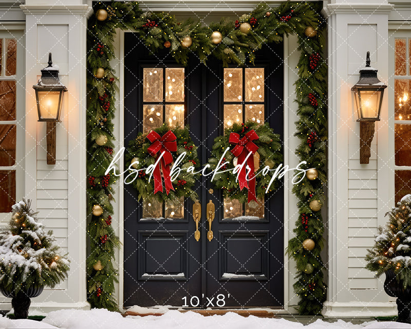 Farmhouse Christmas Door - HSD Photography Backdrops