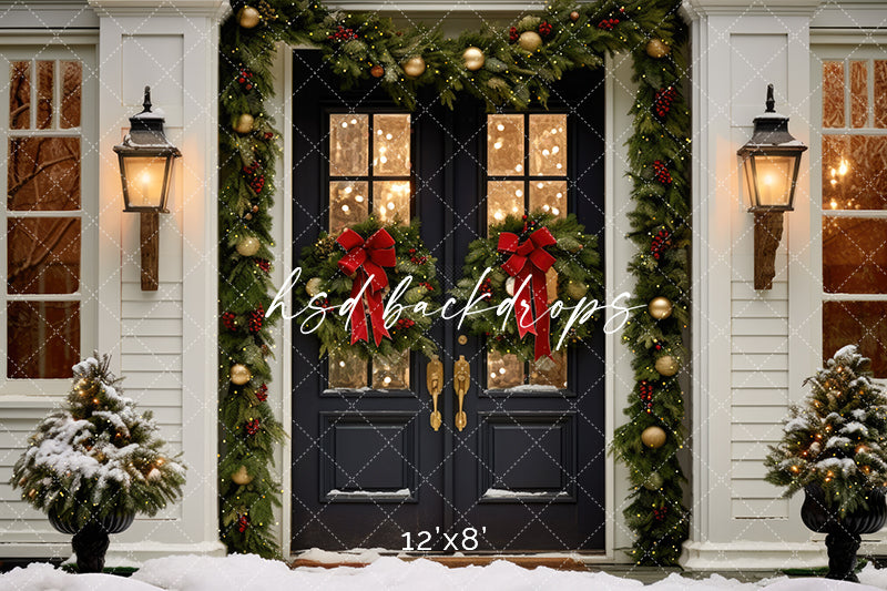 Farmhouse Christmas Door - HSD Photography Backdrops