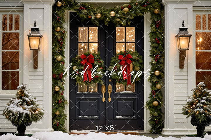 Farmhouse Christmas Door - HSD Photography Backdrops