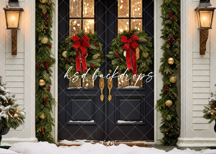 Farmhouse Christmas Door - HSD Photography Backdrops