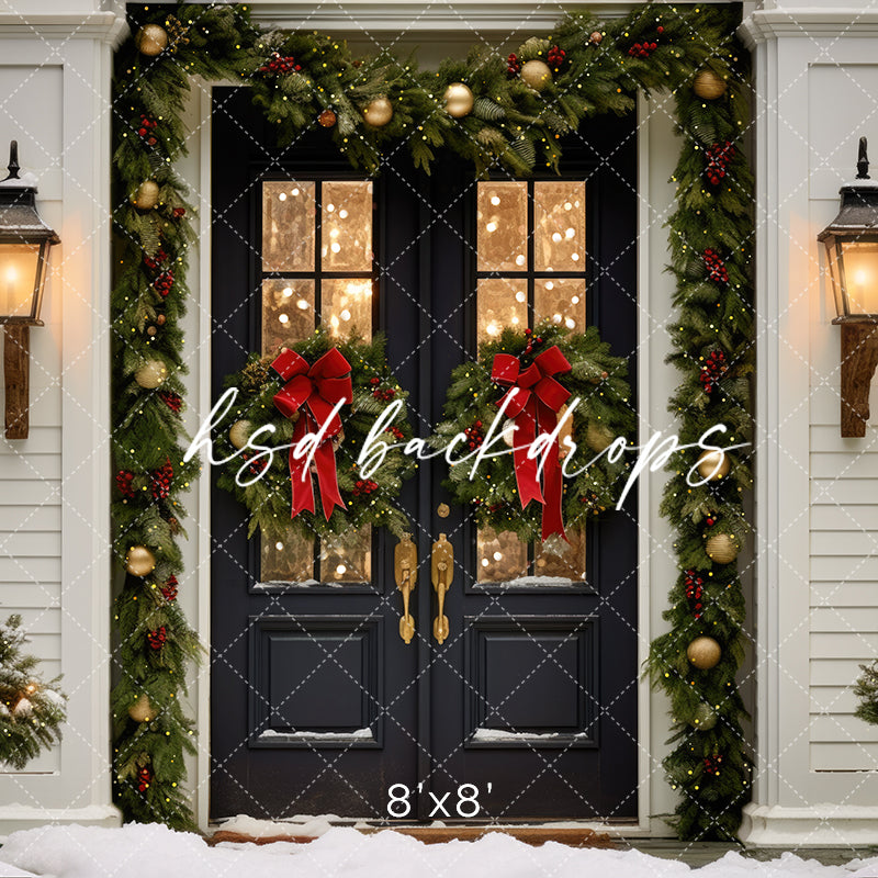 Farmhouse Christmas Door - HSD Photography Backdrops