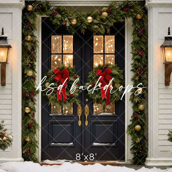 Farmhouse Christmas Door - HSD Photography Backdrops