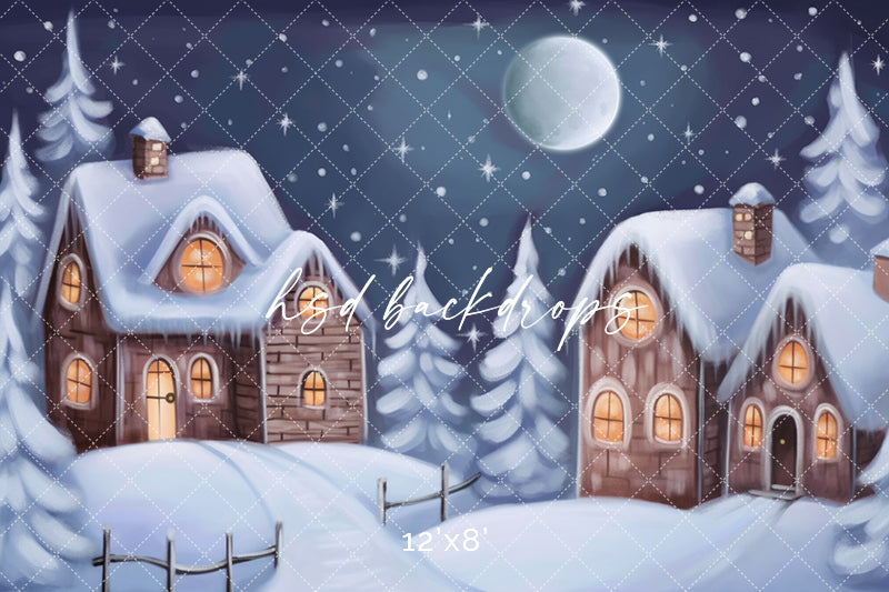 Cute Winter Cabins - HSD Photography Backdrops