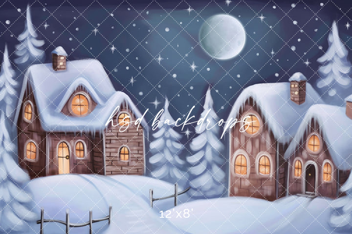 Cute Winter Cabins - HSD Photography Backdrops