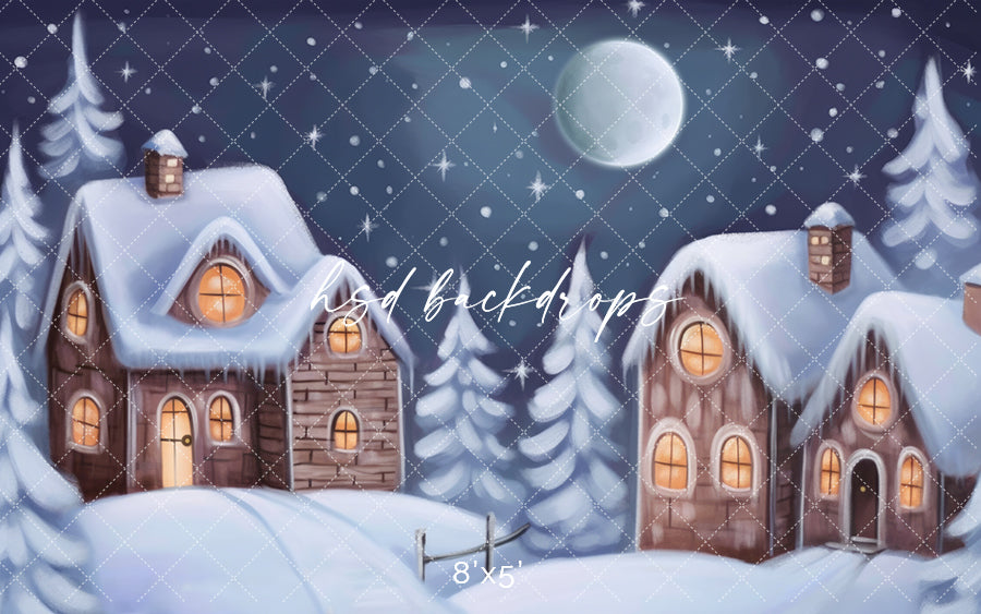 Cute Winter Cabins - HSD Photography Backdrops