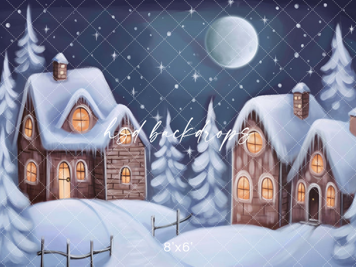 Cute Winter Cabins - HSD Photography Backdrops