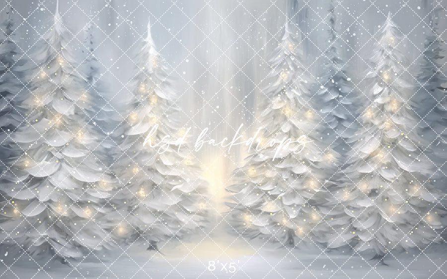 Winter Wonderland Backdrop with Snowy Forest Winter Scene