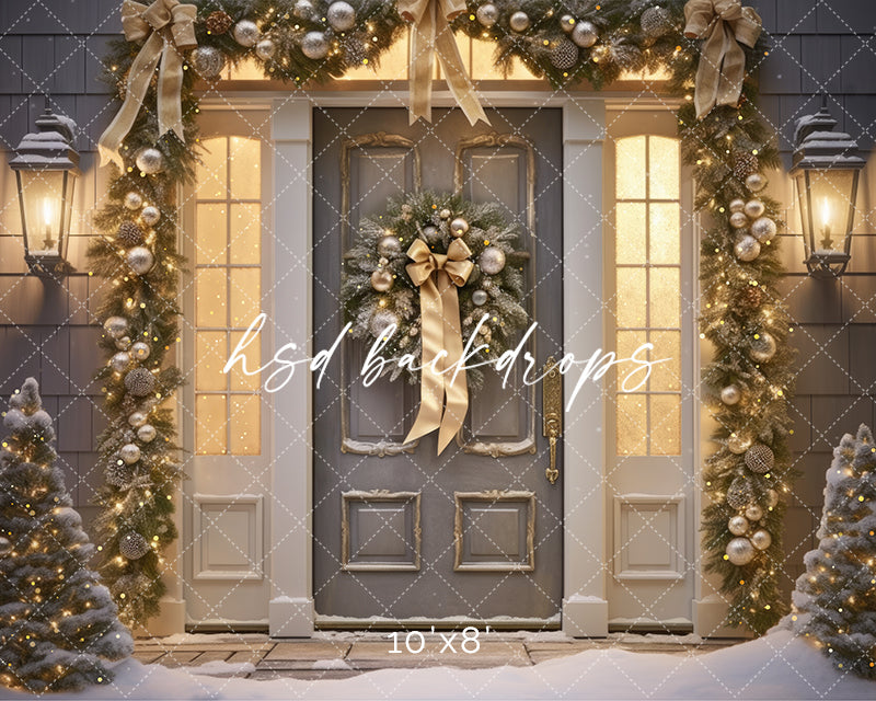 Silver & Champagne Holiday Door (sweep options) - HSD Photography Backdrops