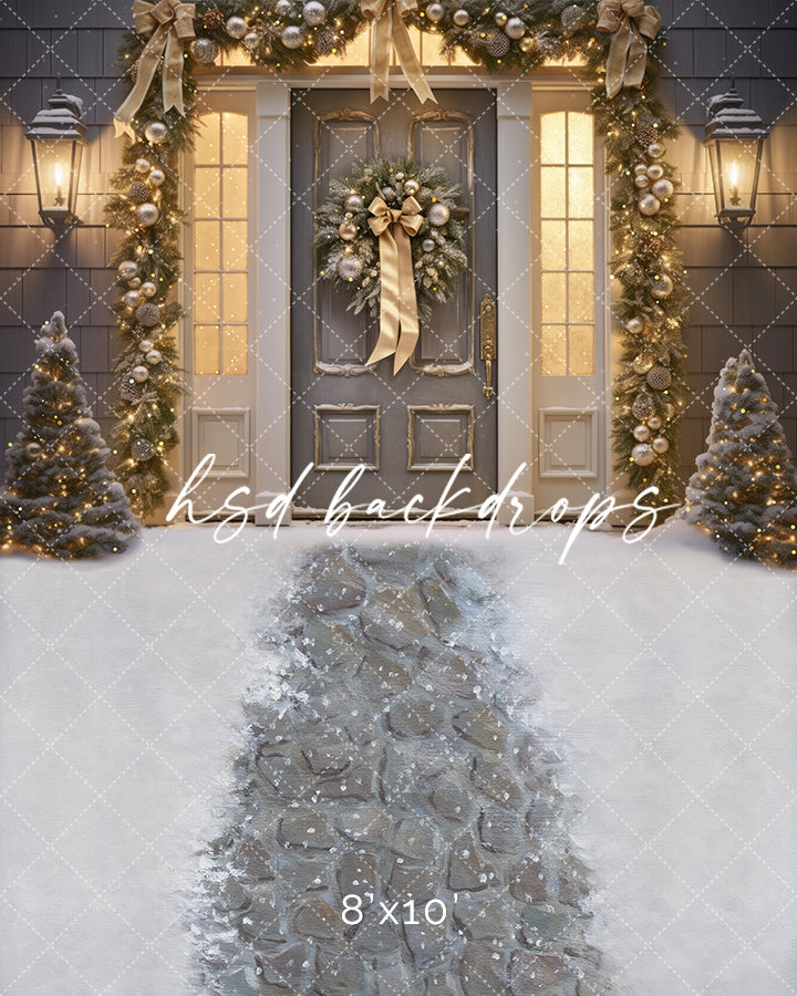 Silver & Champagne Holiday Door (sweep options) - HSD Photography Backdrops
