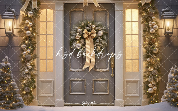 Silver & Champagne Holiday Door (sweep options) - HSD Photography Backdrops