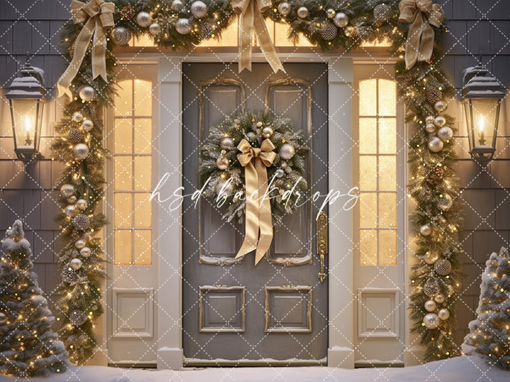 Silver & Champagne Holiday Door (sweep options) - HSD Photography Backdrops