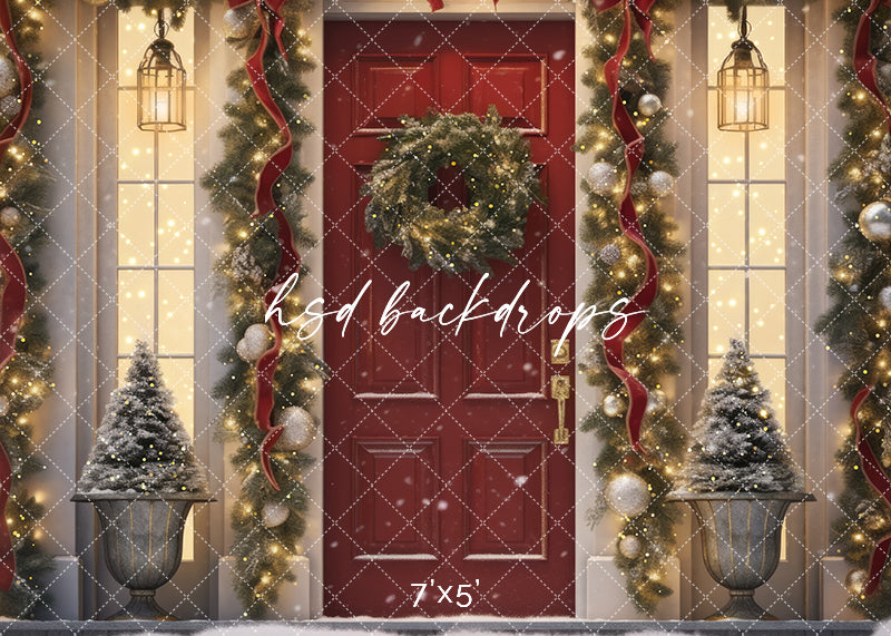 Crimson Christmas Door (sweep options) - HSD Photography Backdrops