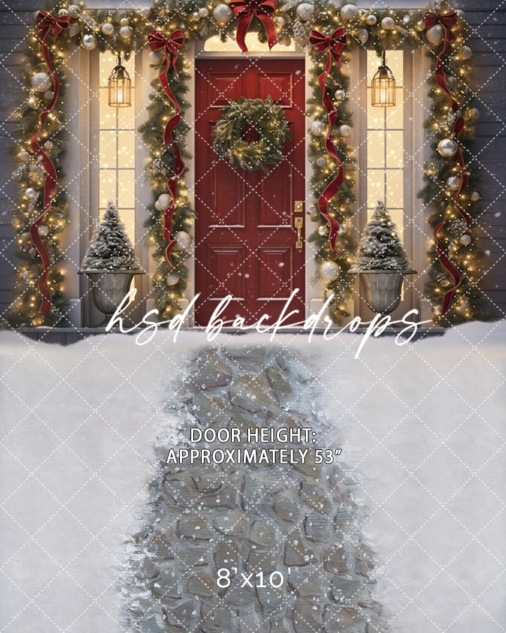 Crimson Christmas Door (sweep options) - HSD Photography Backdrops