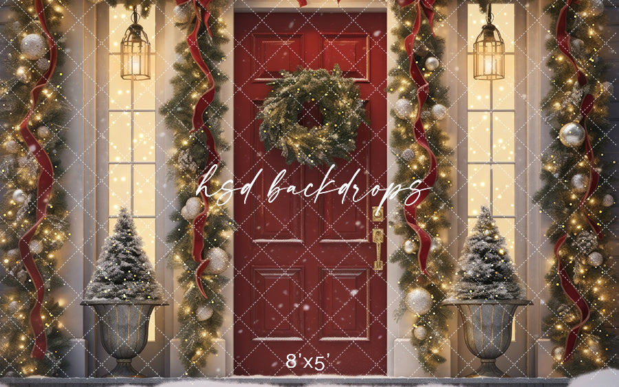 Crimson Christmas Door (sweep options) - HSD Photography Backdrops