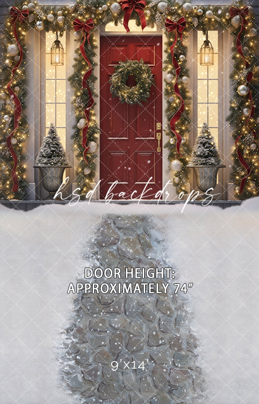 Crimson Christmas Door (sweep options) - HSD Photography Backdrops