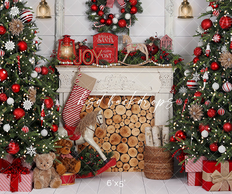 Cozy Christmas Fireplace - HSD Photography Backdrops
