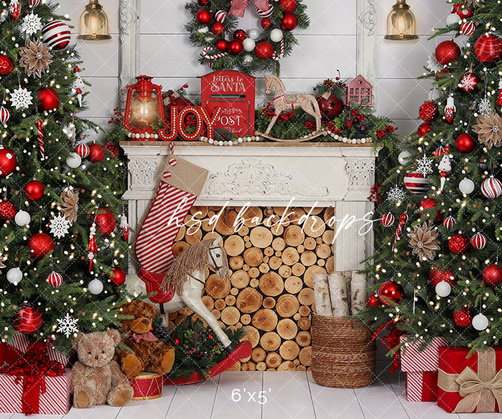 Cozy Christmas Fireplace - HSD Photography Backdrops