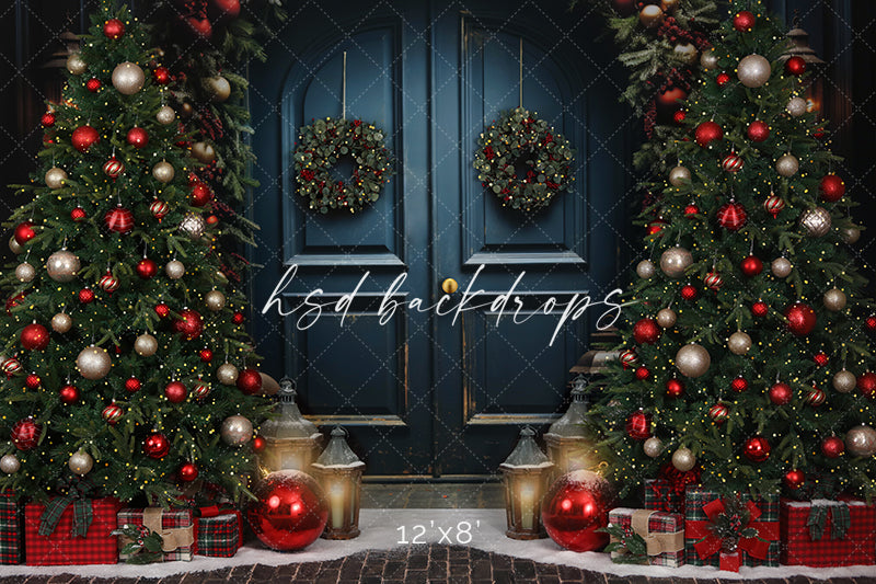 Festive Christmas Door - HSD Photography Backdrops