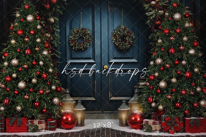 Festive Christmas Door - HSD Photography Backdrops