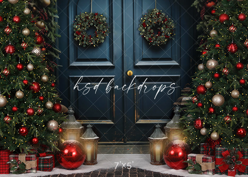 Festive Christmas Door - HSD Photography Backdrops