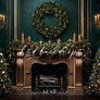 Elegant Emerald Christmas Fireplace - HSD Photography Backdrops