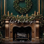 Elegant Emerald Christmas Fireplace - HSD Photography Backdrops
