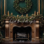 Elegant Emerald Christmas Fireplace - HSD Photography Backdrops