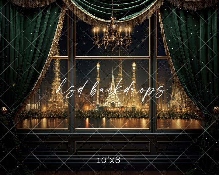 Elegant Emerald Window - HSD Photography Backdrops