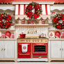 Retro Christmas Kitchen Photography Backdrop for Holiday Pictures