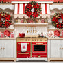 Red & White Christmas Kitchen - HSD Photography Backdrops