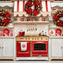 Red & White Christmas Kitchen - HSD Photography Backdrops