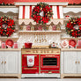 Red & White Christmas Kitchen - HSD Photography Backdrops