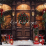 Christmas Door Backdrop with Christmas Trees } Christmas Carol Village