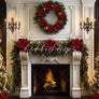 Elegant Christmas Fireplace Photo Backdrop for Photoshoot