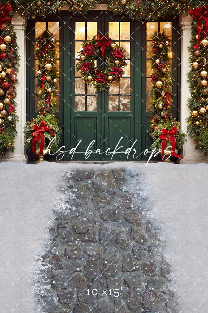 Emerald Christmas Door - HSD Photography Backdrops