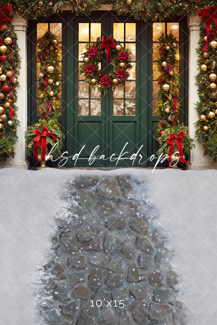 Emerald Christmas Door - HSD Photography Backdrops
