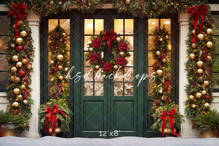 Emerald Christmas Door - HSD Photography Backdrops