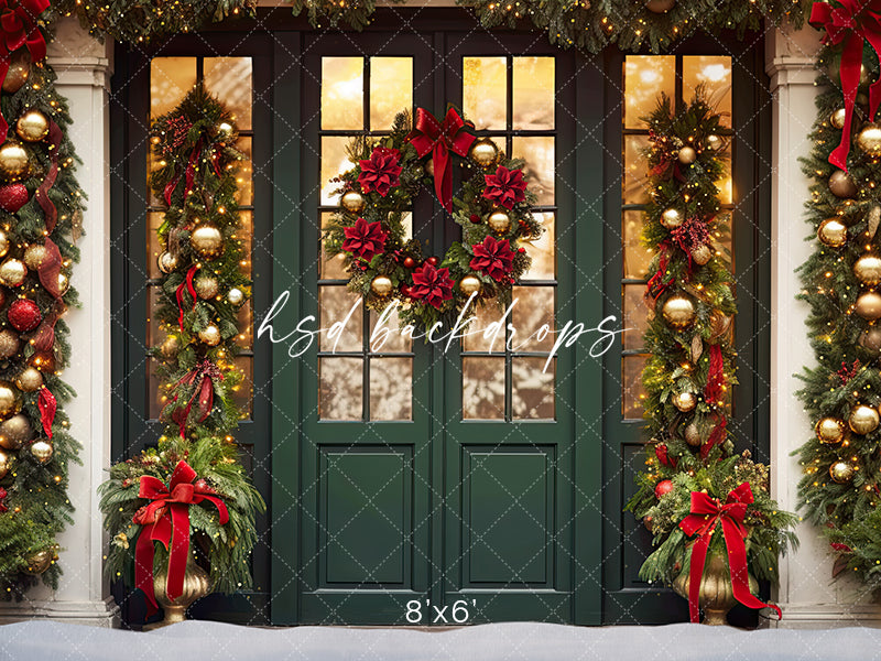 Emerald Christmas Door - HSD Photography Backdrops