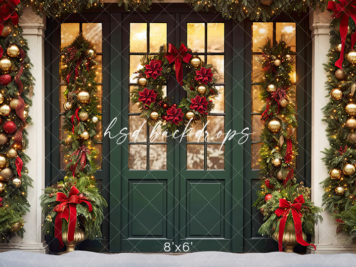 Emerald Christmas Door - HSD Photography Backdrops