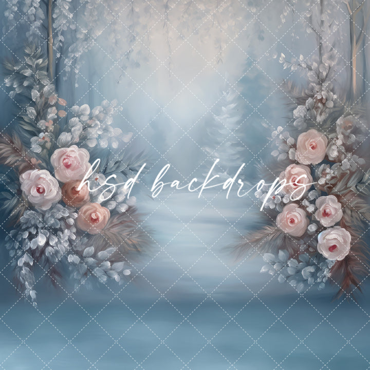 Fine Art Floral Winter Backdrop and Floor Combo