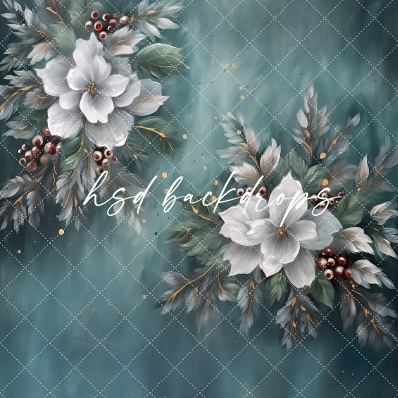 Christmas Floral Photo Backdrop and Floor Combination