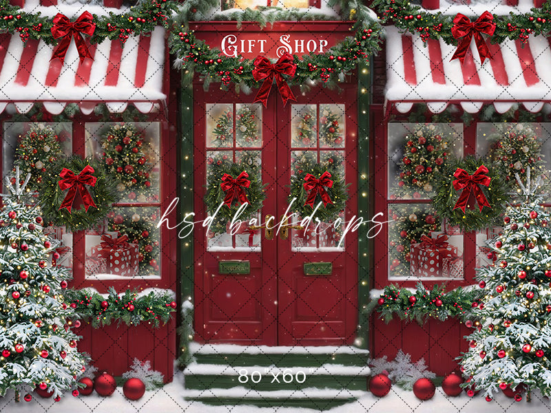 Christmas Gift Shop Printed Photography Backdrop