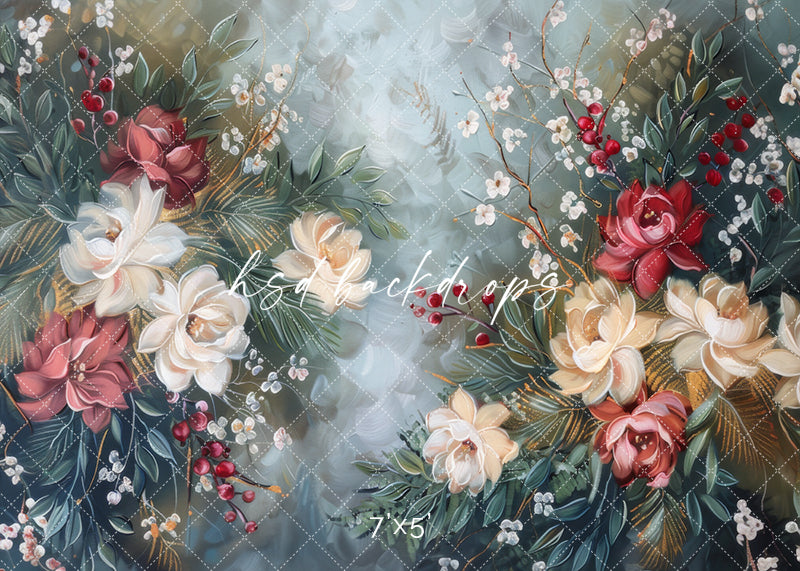 Winter Berries & Blooms - HSD Photography Backdrops