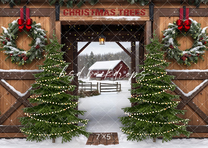 Christmas Tree Farm Entrance (sweep options) - HSD Photography Backdrops