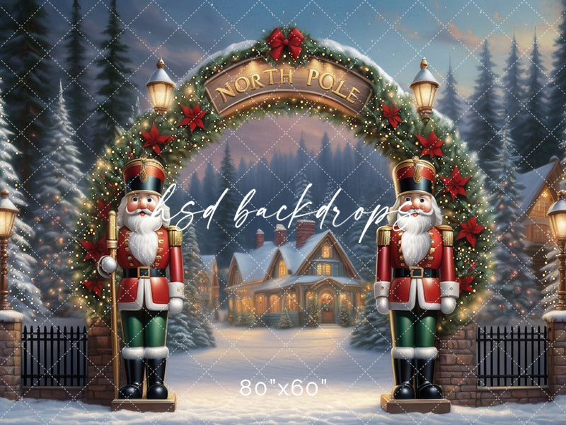 North Pole Entrance Christmas Photography Backdrop