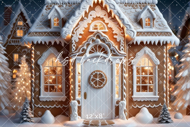 Cozy Gingerbread House (sweep options) - HSD Photography Backdrops