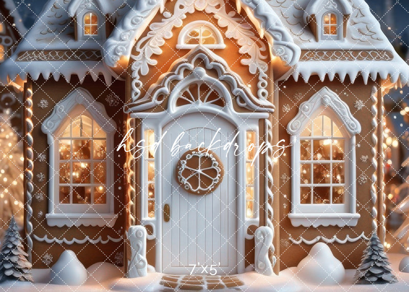 Cozy Gingerbread House (sweep options) - HSD Photography Backdrops