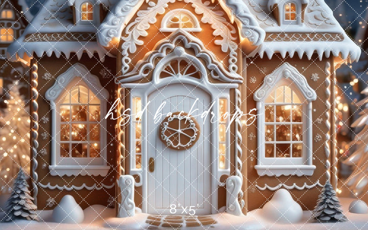 Cozy Gingerbread House (sweep options) - HSD Photography Backdrops
